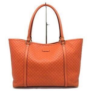 Gucci Tote Bag Shoulder Shier Leather Orange